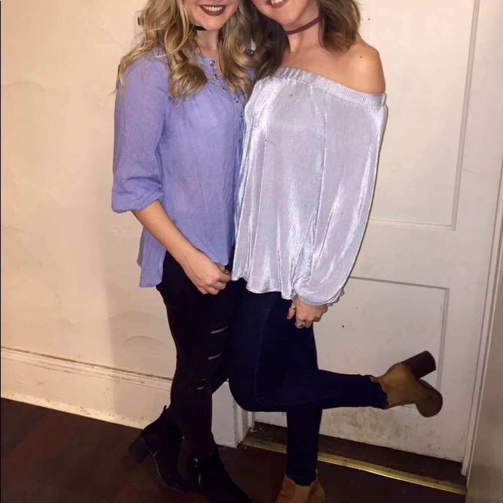 Blue Lace-up Forever 21 Top